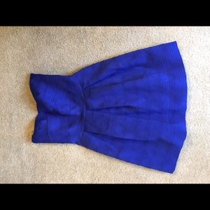 Bright blue strapless dress